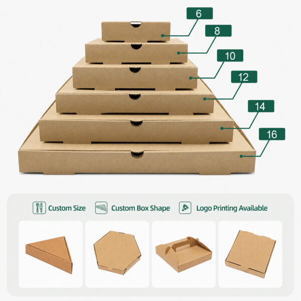 Kraft Paper Pizza Box for Takeaway Delivery Kraft Paper Pizza Box for Takeaway Delivery