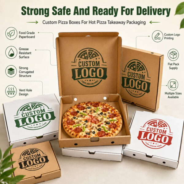 Kraft Paper Pizza Box with Custom Logo Printing