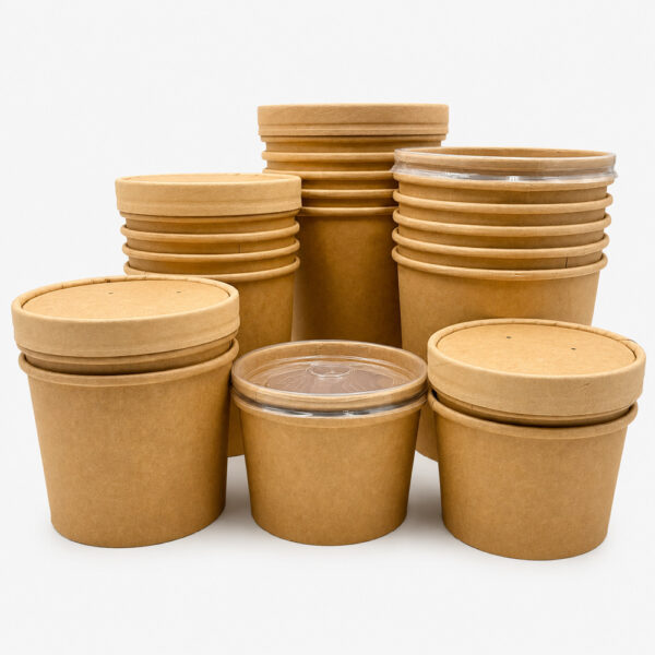 Kraft Paper Soup Bowl with Clear Lid for Takeout Kraft Paper Soup Bowl with Clear Lid for Takeout