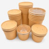 Kraft Paper Soup Bowl with Lid for Takeaway Meals Kraft Paper Soup Bowl with Lid for Takeaway Meals