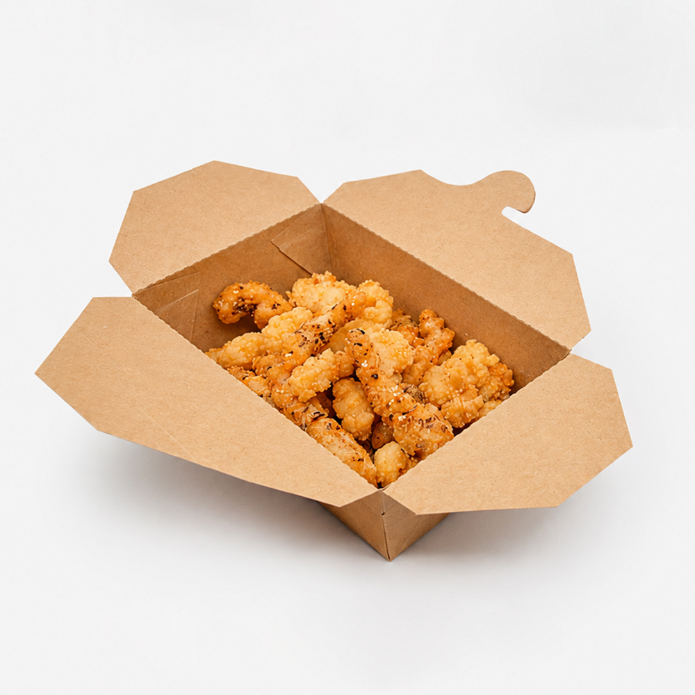 Kraft Paper Takeaway Box with Fold Lock Lid