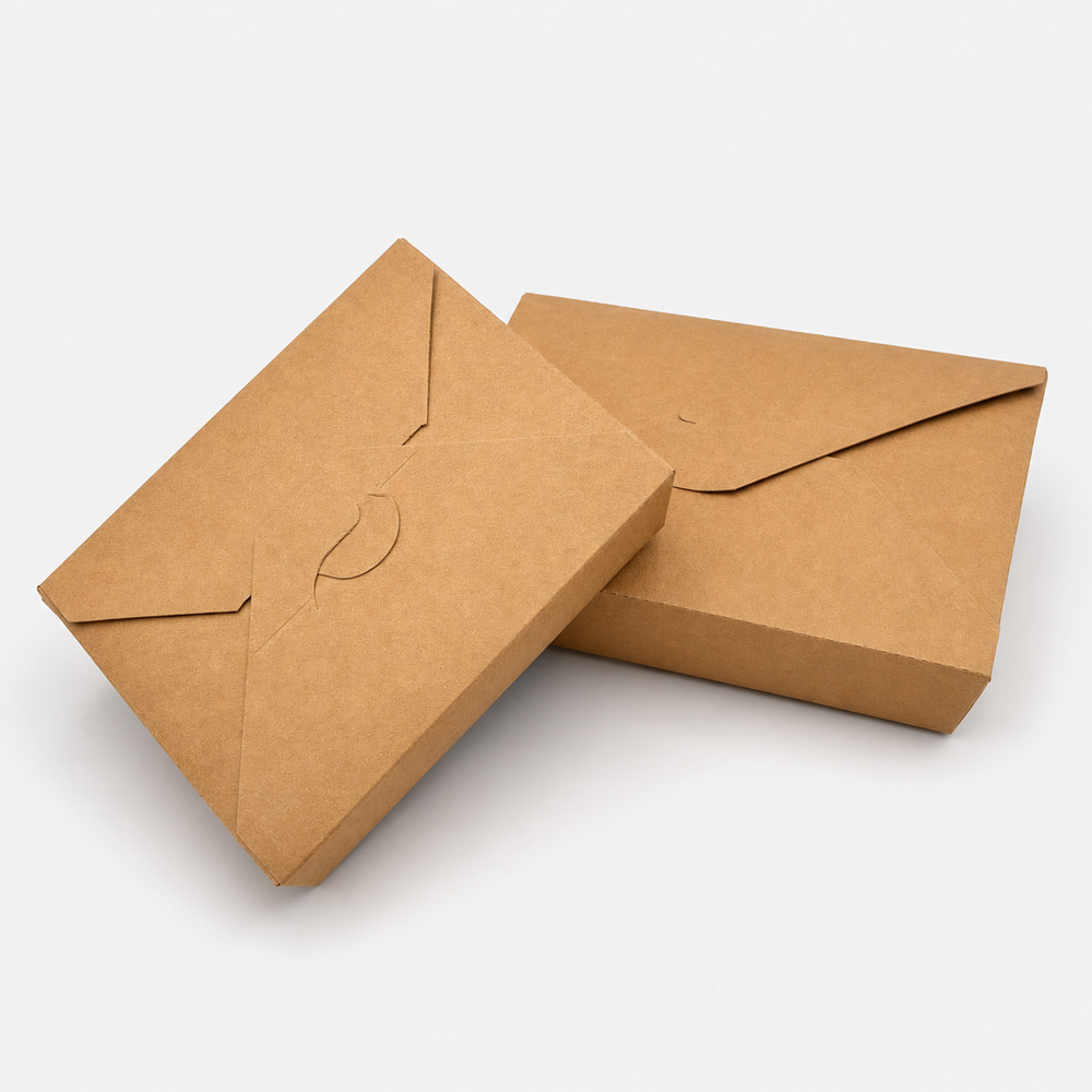 Kraft Paper Takeout Box with Tuck Lid for Food Packaging
