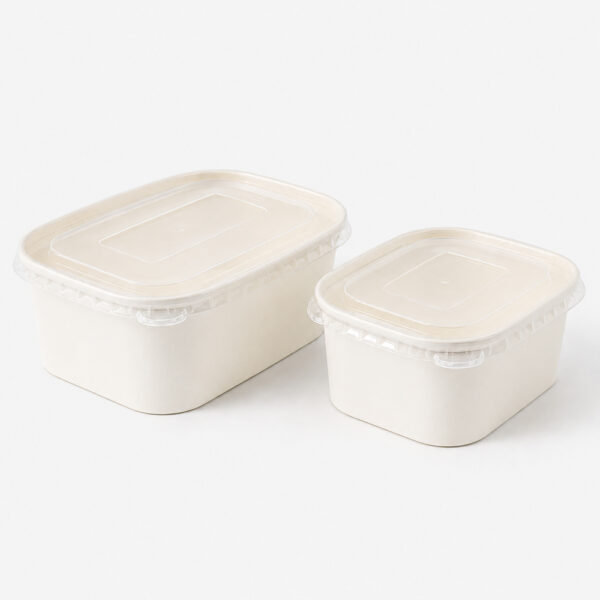 Kraft Rectangular Paper Bowl with Snap-On Clear Lid Kraft Rectangular Paper Bowl with Snap-On Clear Lid