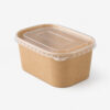 Kraft Rectangular Paper Bowl with Snap-On Clear Lid02 Kraft Rectangular Paper Bowl with Snap-On Clear Lid