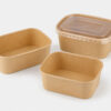 Kraft Rectangular Paper Bowl with Snap-On Clear Lid Kraft Rectangular Paper Bowl with Snap-On Clear Lid