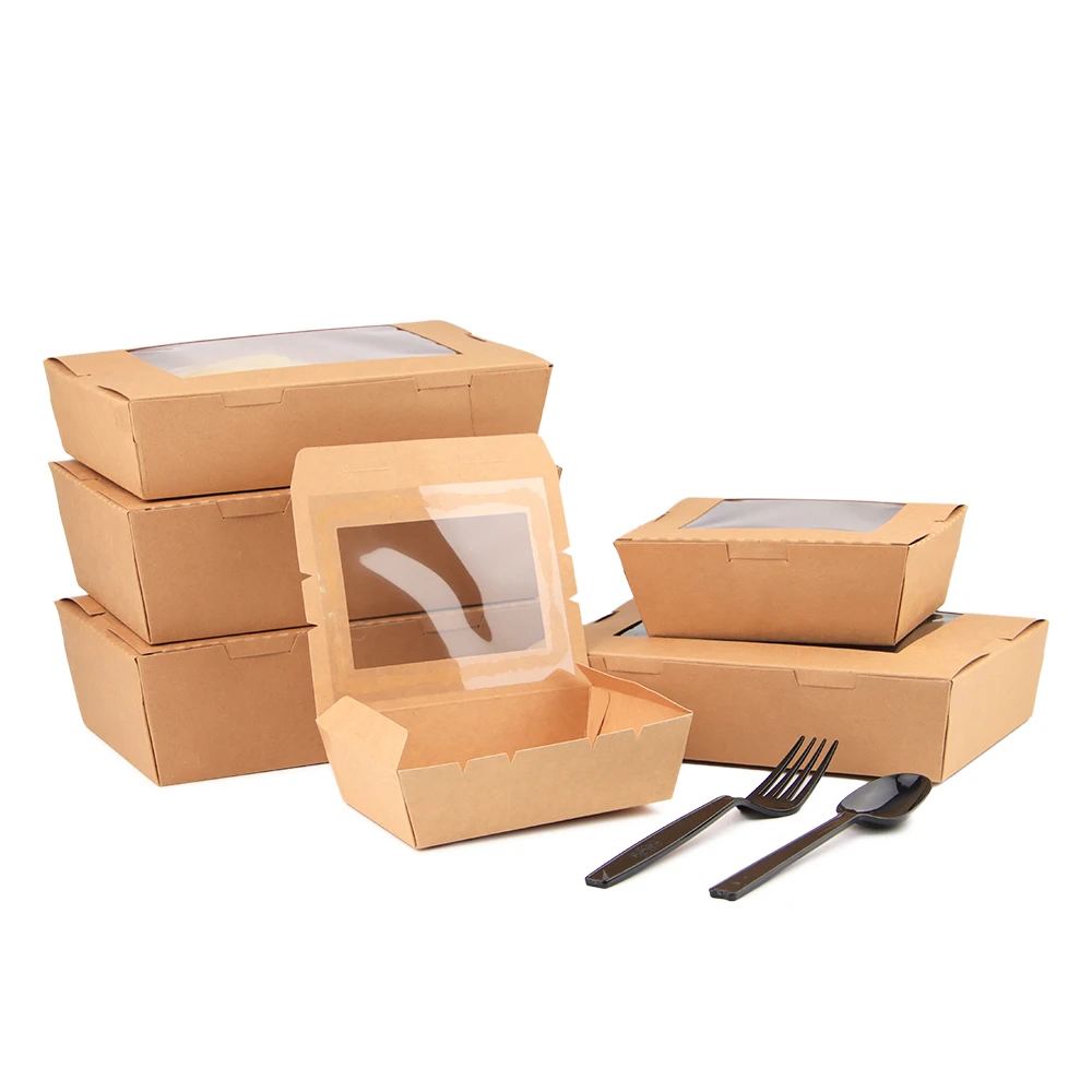 Kraft Window Paper Food Boxes for Takeaway Meals