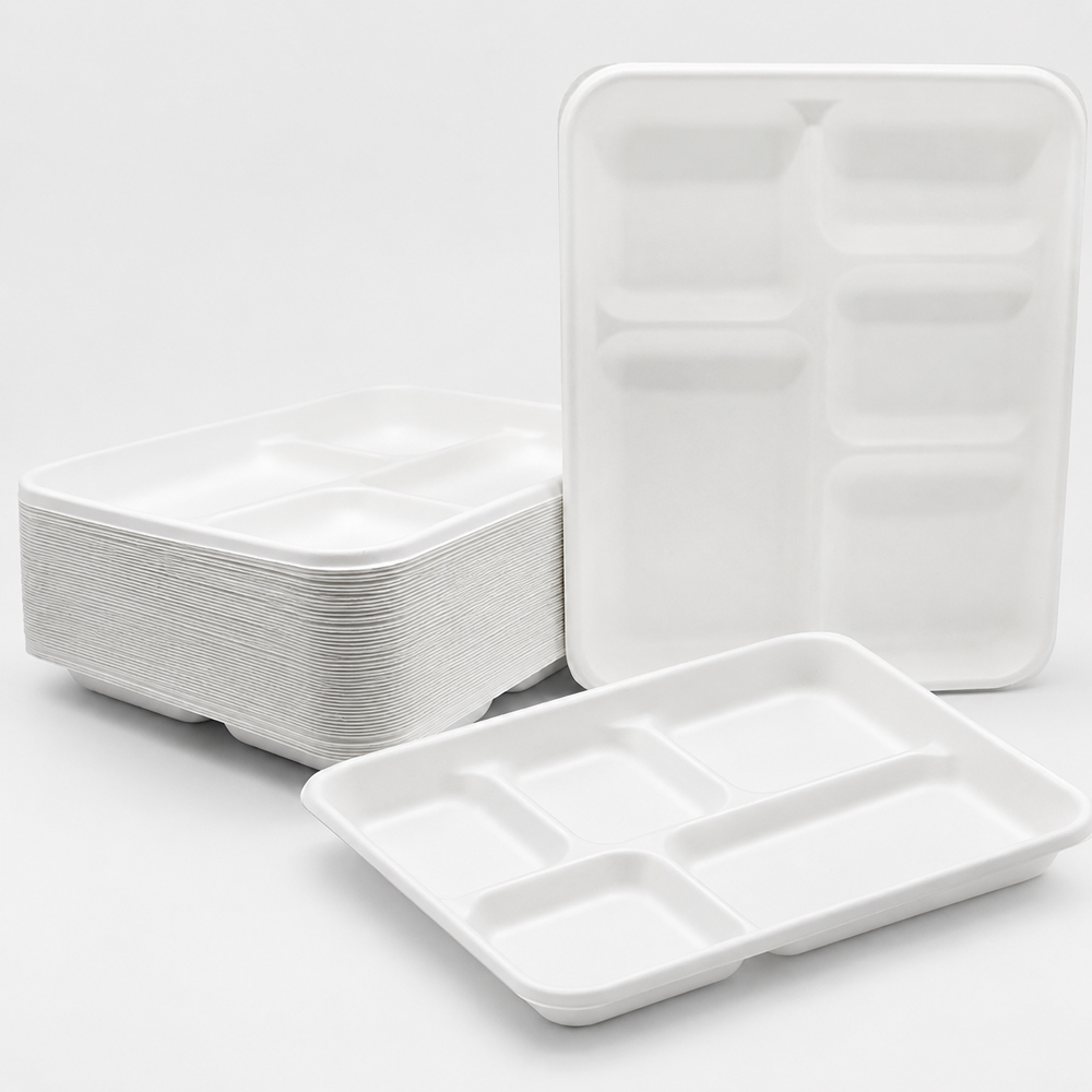 Molded Fiber 5-Compartment Food Tray