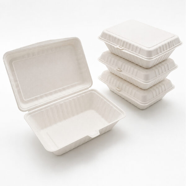 Molded Fiber Clamshell Box for Takeout Food Packaging Molded Fiber Clamshell Box for Takeout Food Packaging