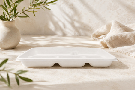 Molded pulp meal tray with multiple food sections