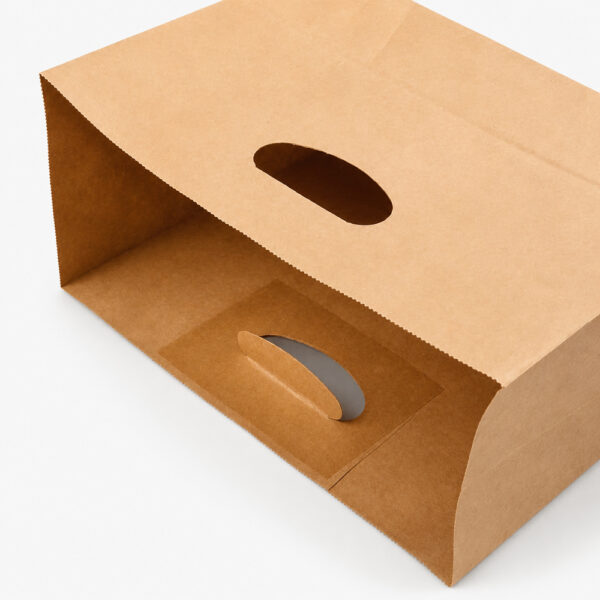 Natural Kraft Paper Takeout Carry Bag with Die Cut Handle