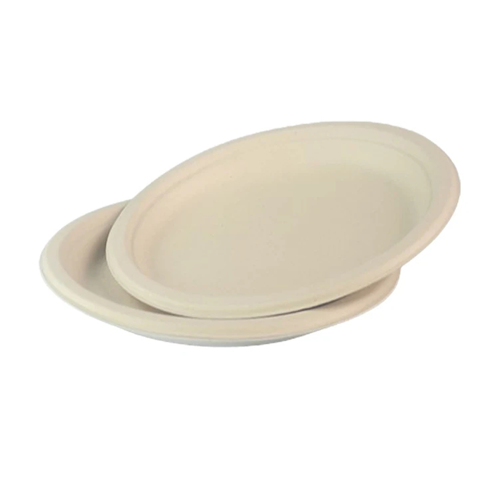 Oval Bagasse-Style Molded Fiber Plate