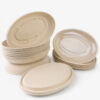 Oval Bagasse-Style Plate with Clear Fitted Lid Oval Bagasse-Style Plate with Clear Fitted Lid