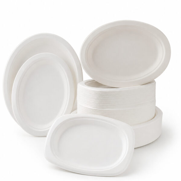 Oval Bagasse-Style Plates for Catering Service