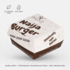 Paper Burger Box with Folded Lid for Takeaway Meals