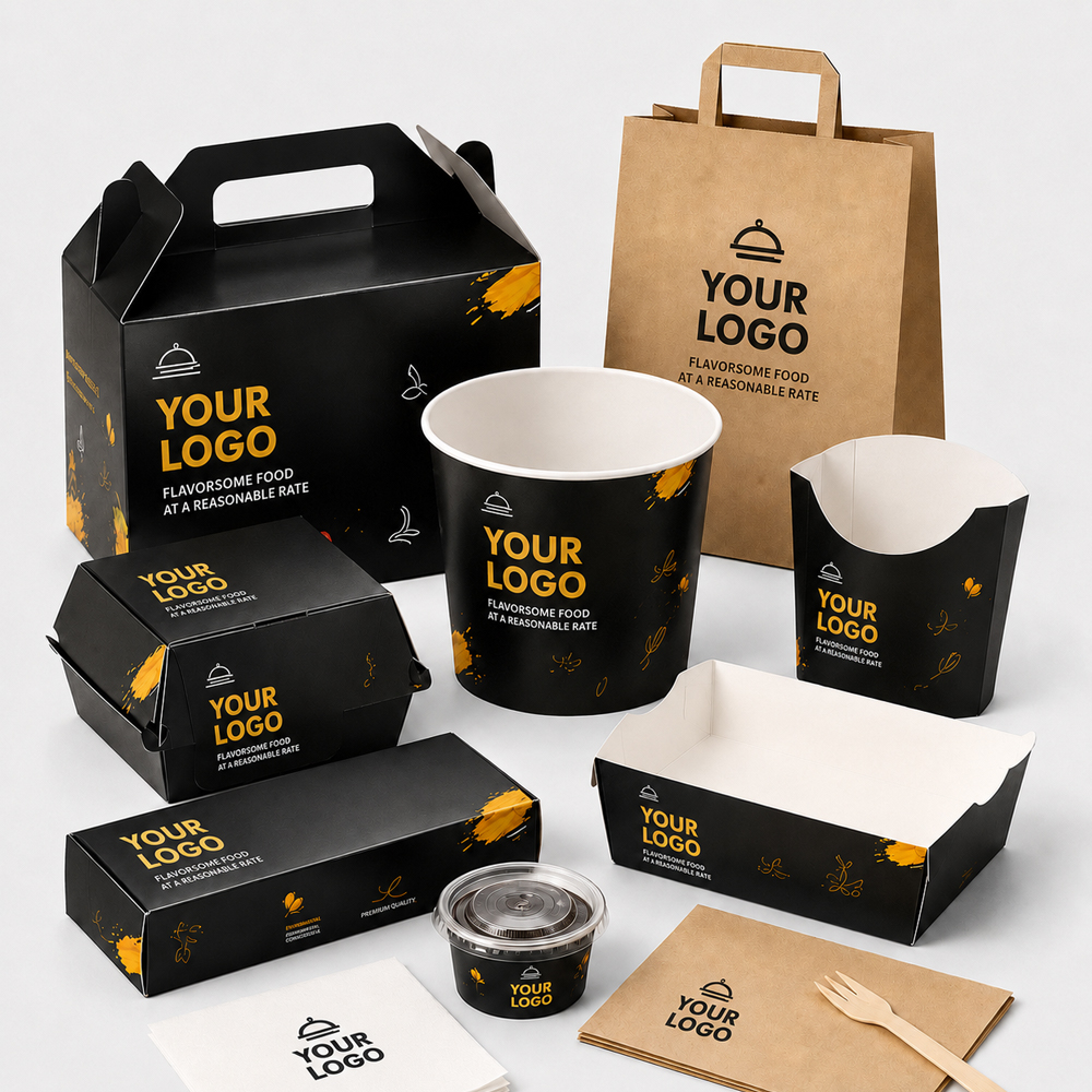 Paper Food Boxes with Printed Takeaway Branding