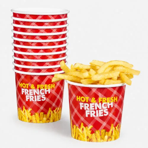 Paper French Fry Bucket for Takeaway Snacks
