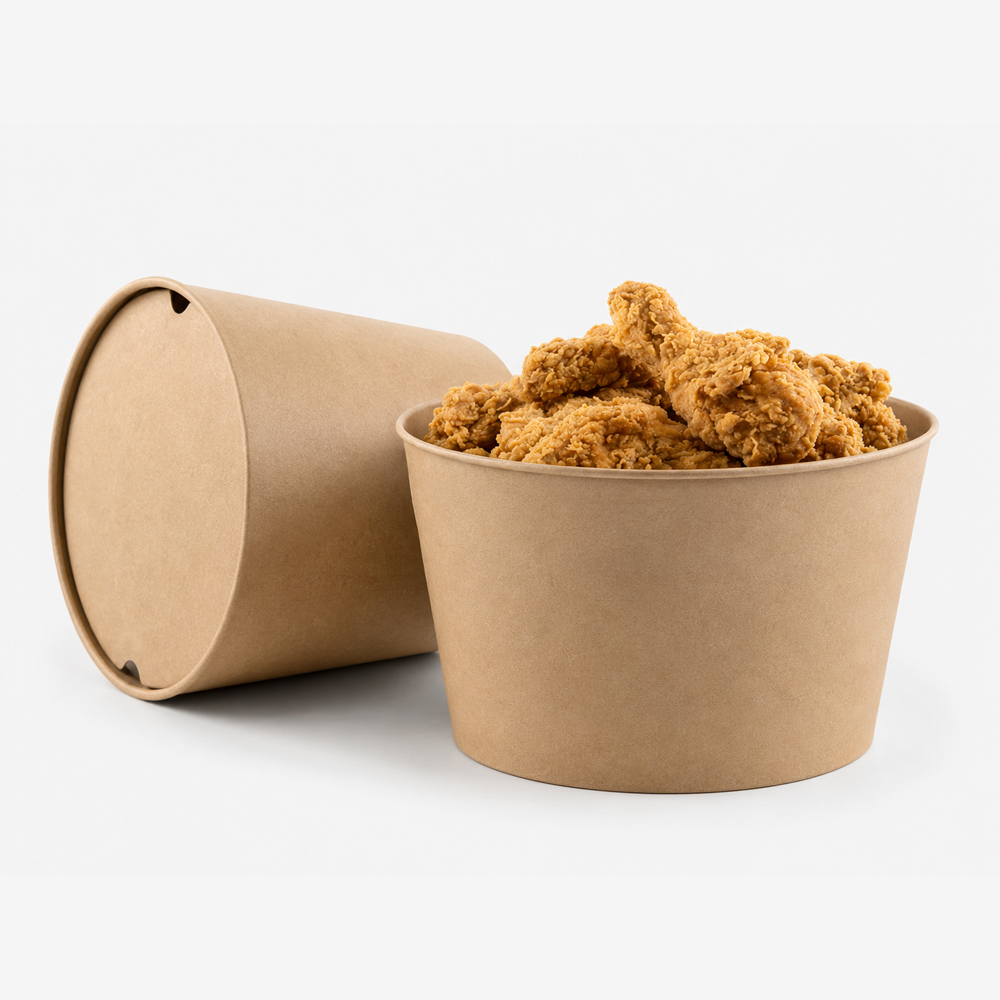 Paper Fried Chicken Bucket with Fitted Lid for Takeaway