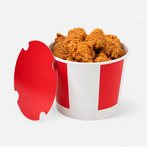 Paper Fried Chicken Bucket with Fitted Lid for Takeaway