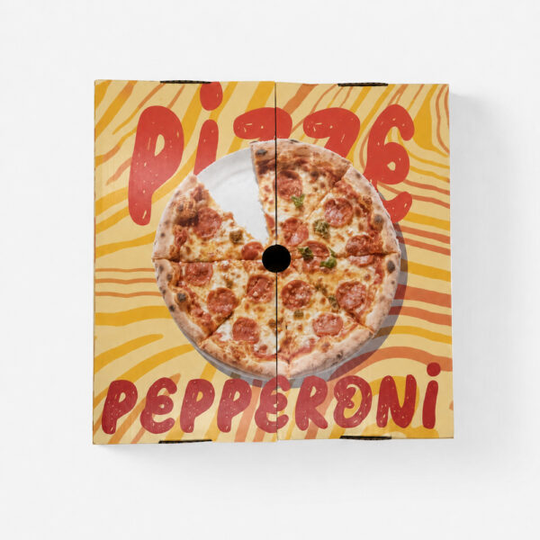 Paper Pizza Box with Custom Printed Exterior for Takeaway