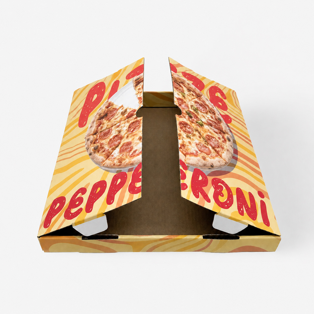 Paper Pizza Box with Custom Printed Exterior for Takeaway