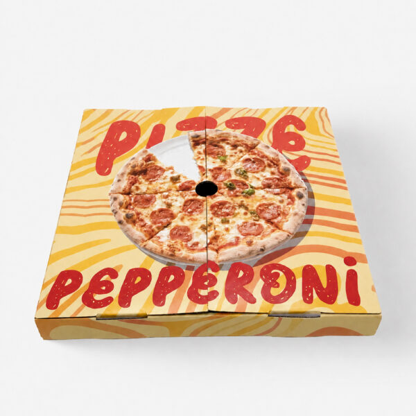 Paper Pizza Box with Custom Printed Exterior for Takeaway