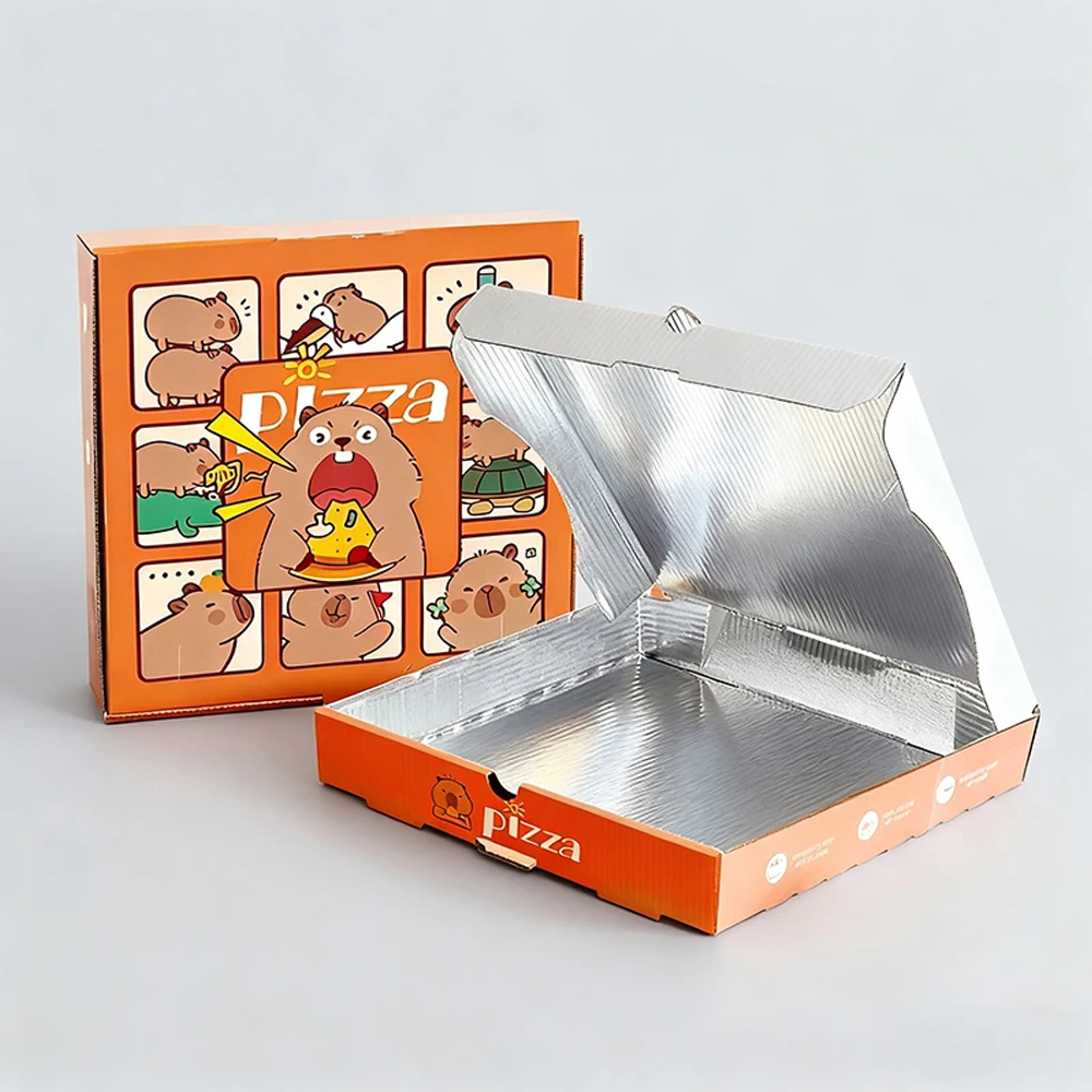 Paper Pizza Box with Foil Lined E-Flute Layer