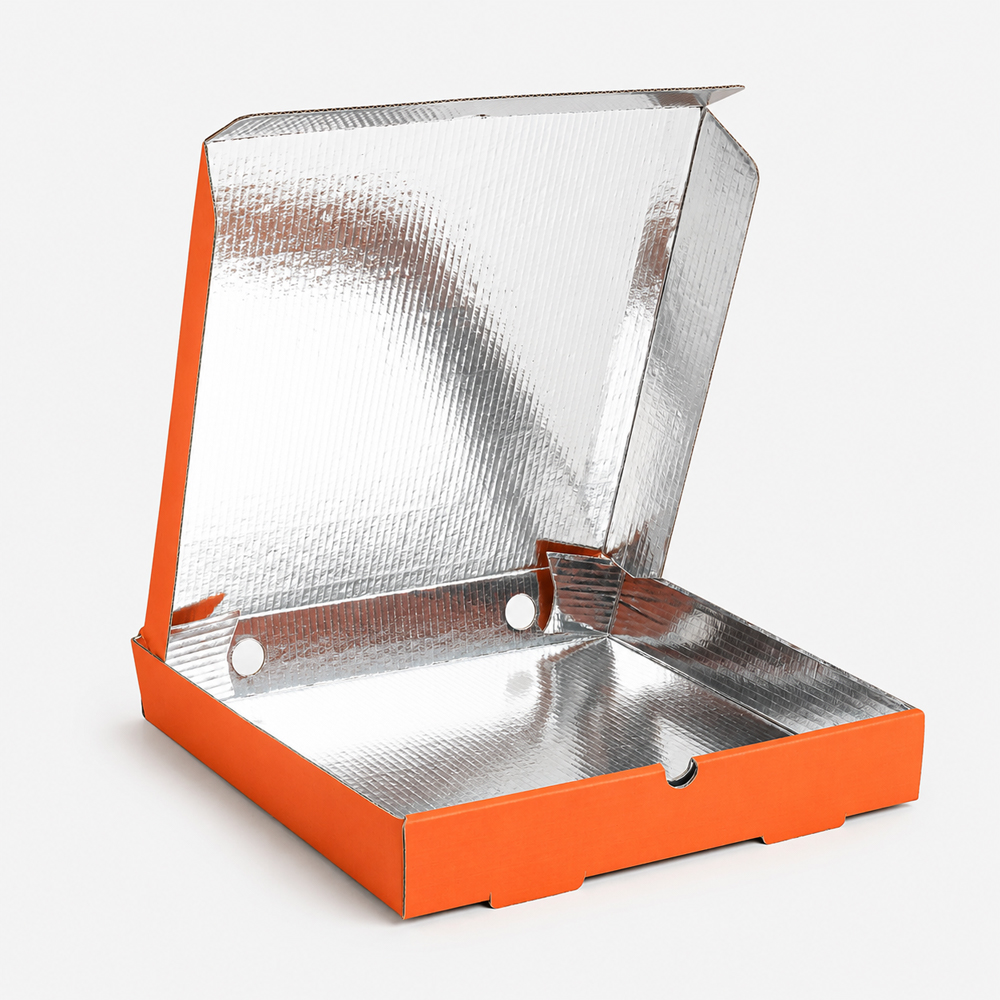 Paper Pizza Box with Silver Interior for Delivery