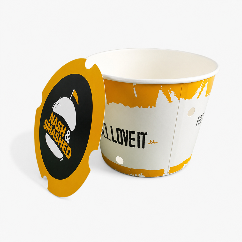 Printed Paper Bucket with Paper Lid for Snack Service
