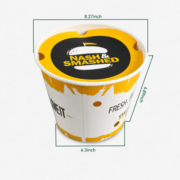 Printed Paper Bucket with Paper Lid for Snack Service