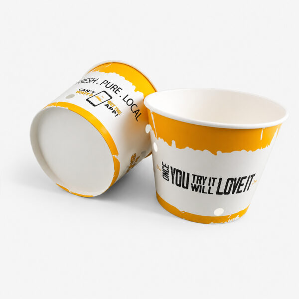 Printed Paper Bucket with Paper Lid for Snack Service