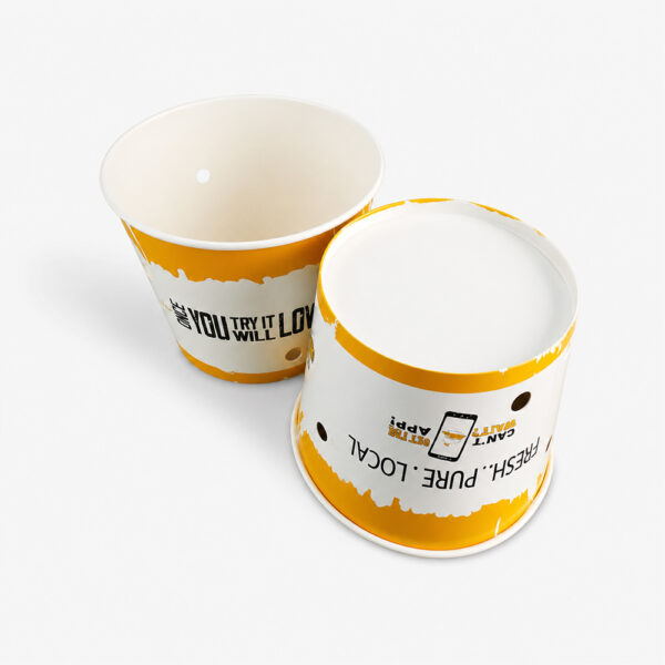 Printed Paper Bucket with Paper Lid for Snack Service