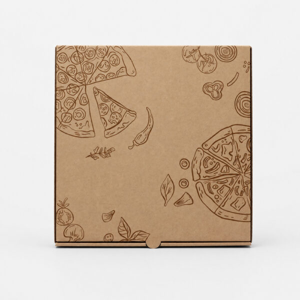 Printed Paper Pizza Box with Hinged Lid for Delivery