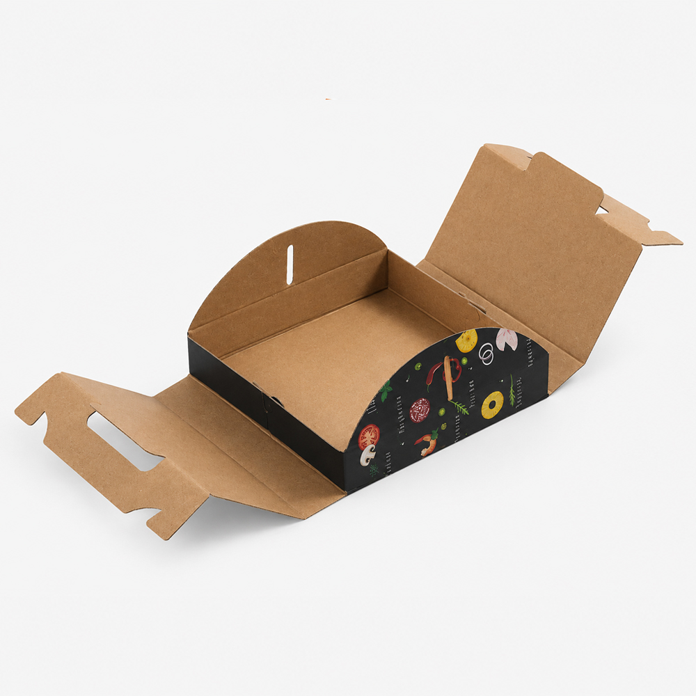 Printed Paper Pizza Slice Box with Folding Lid