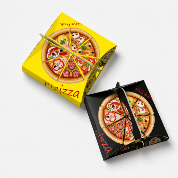 Printed Paper Pizza Slice Box with Folding Lid Printed Paper Pizza Slice Box with Folding Lid
