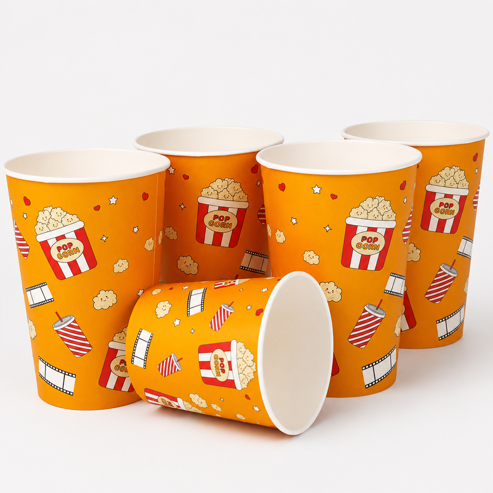 Printed Paper Popcorn Bucket for Cinema Snack Service