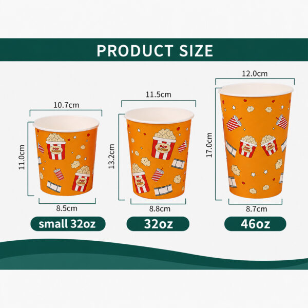 Printed Paper Popcorn Bucket for Cinema Snack Service