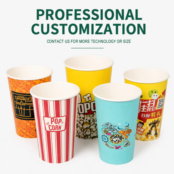Printed Paper Popcorn Bucket for Snack Service Printed Paper Popcorn Bucket for Snack Service