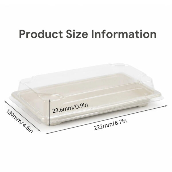 Rectangular Bagasse Tray with Clear Lid for Sushi