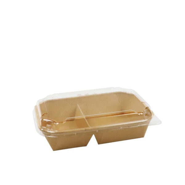 Kraft Rectangular Paper Bowl with Clear Lid Kraft Rectangular Paper Bowl with Clear Lid