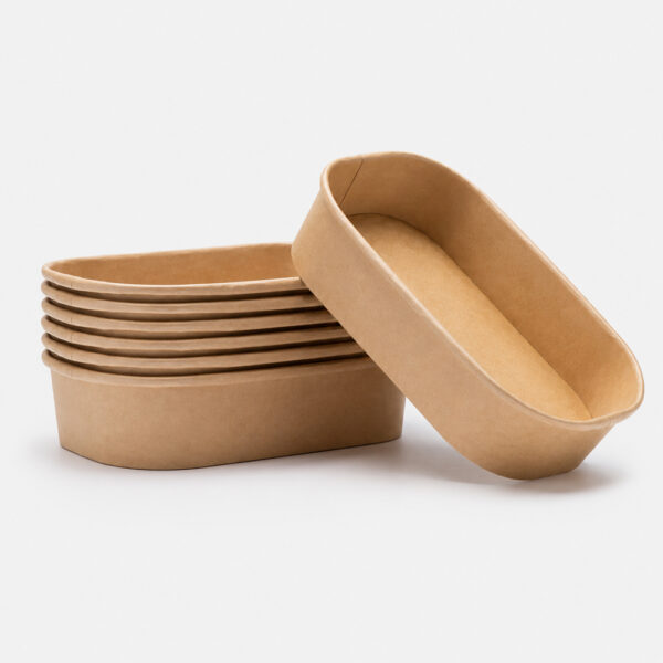 Rectangular Kraft Paper Bowl with Clear Lid for Takeaway Rectangular Kraft Paper Bowl with Clear Lid for Takeaway