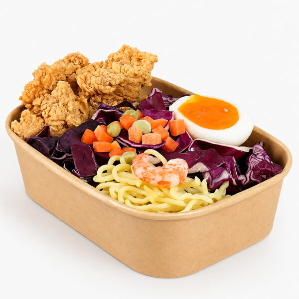 Rectangular Kraft Paper Bowl with Clear Lid for Takeaway Rectangular Kraft Paper Bowl with Clear Lid for Takeaway