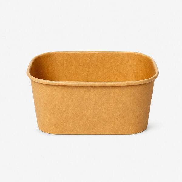 Rectangular Kraft Paper Bowl with Clear Lid