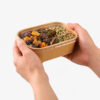 Rectangular Kraft Paper Bowl with Clear Lid