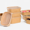 Rectangular Kraft Paper Bowl with Clear Lid