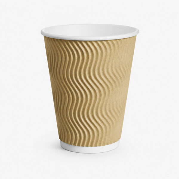 Ripple Wall Kraft Paper Coffee Cups for Takeaway Drinks