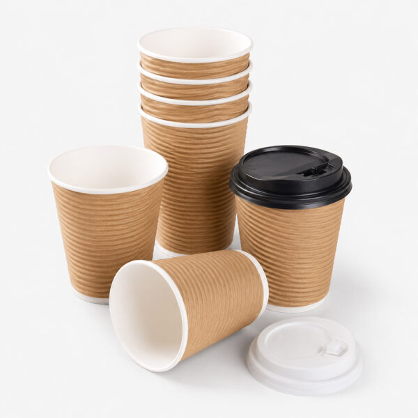 Ripple Wall Paper Coffee Cups with Lids for Takeaway Ripple Wall Paper Coffee Cups with Lids for Takeaway