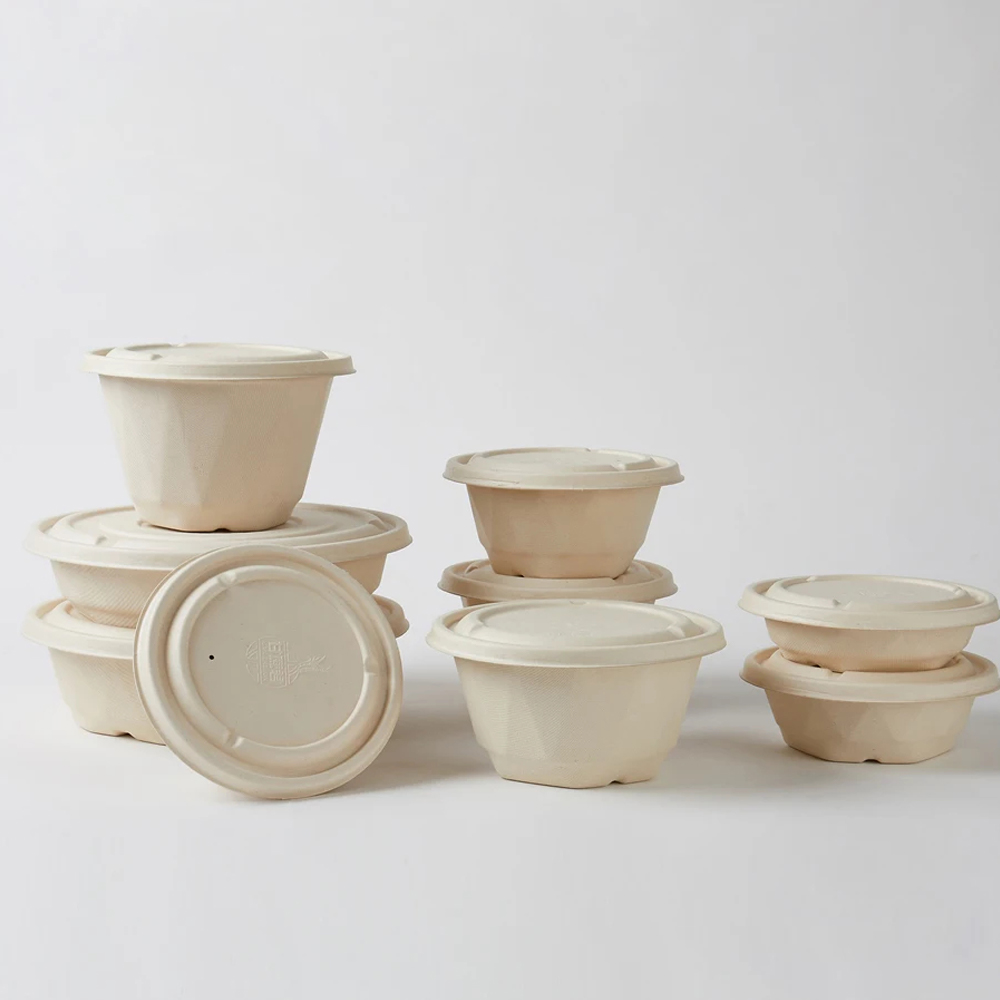 Round Bagasse Bowl with Lid for Deli Meals