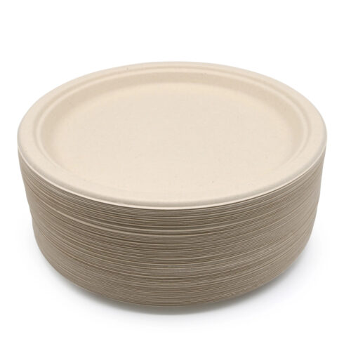 Round Bagasse-Style Molded Fiber Plate for Catering Round Bagasse-Style Molded Fiber Plate for Catering