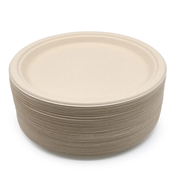 Round Bagasse-Style Molded Fiber Plate for Catering