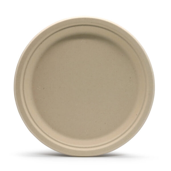 Round Bagasse-Style Molded Fiber Plate for Catering